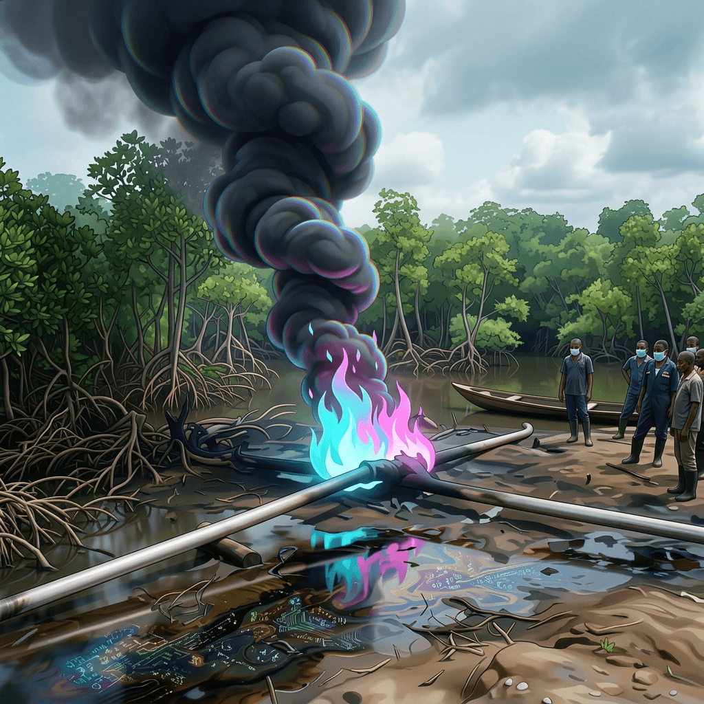 AI-generated Niger Delta pipeline explosion